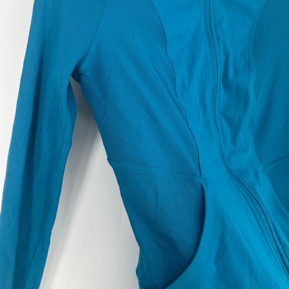 Lululemon Far and Free Full Zip Jacket Hooded Hawaiian Blue Teal Women's Size 6 - Picture 12 of 15